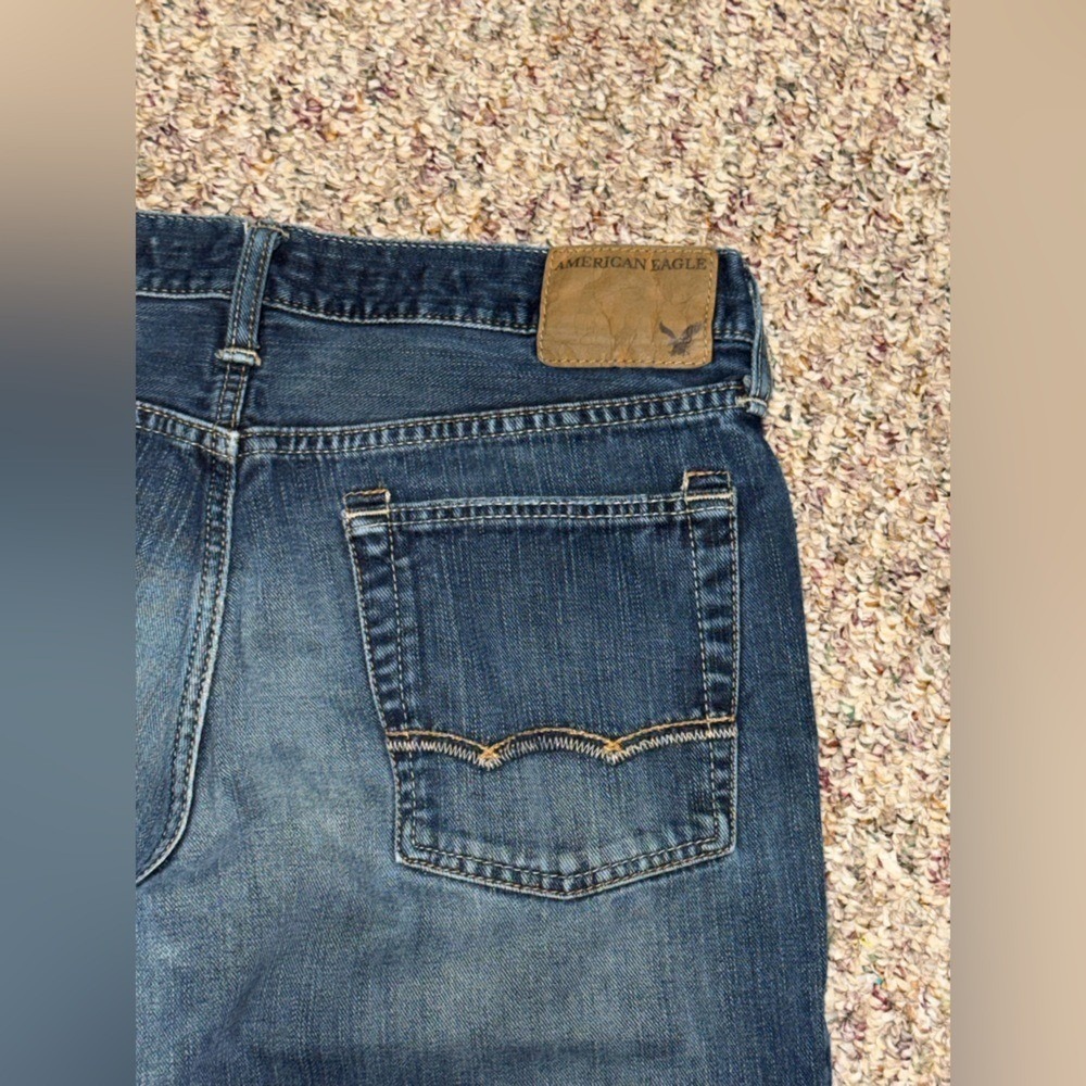 Men's size 33 American Eagle Blue Denim Jeans, bootcut - Picture 5 of 9